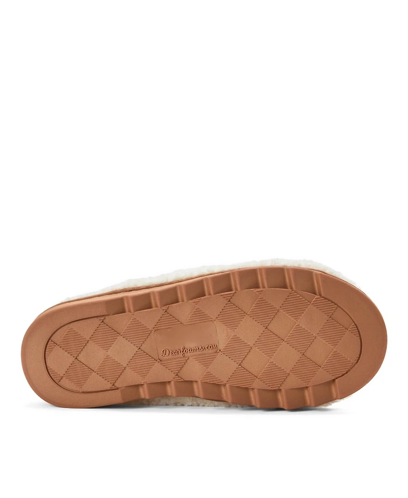 Dearfoams Women's Regina Teddy Double Band Slide Slipper