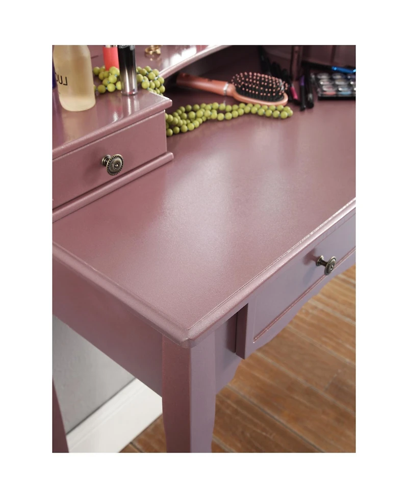 Streamdale Furniture Sanlo Wooden Vanity Make Up Table and Stool Set