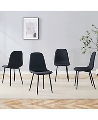 Streamdale Furniture Linen Dining Chairs - Set of 4, Metal Legs