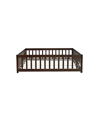 Streamdale Furniture Queen Floor Bed with Fence & Guardrails