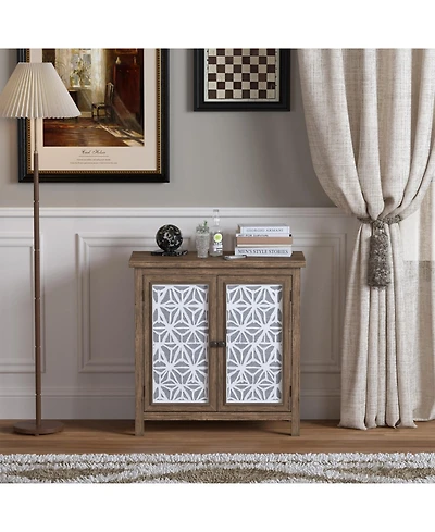 Streamdale Furniture Rustic Brown Wood Storage Cabinet - 31.89" Wide