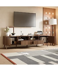 Streamdale Furniture 78" Tv Stand for TVs up to 85", Modern Entertainment Center with Soft-Close Doors, Walnut