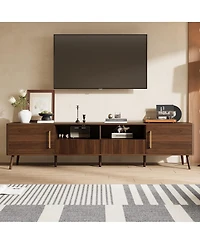 Streamdale Furniture 78" Tv Stand for TVs up to 85", Modern Entertainment Center with Soft-Close Doors, Walnut