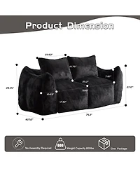 Cesicia Ergonomic Bean Bag Sofa Loveseat for Adults, Ultra Soft Fluffy Chase Lounge Chair Living Room Bedroom, No Assembly Required with Pillows