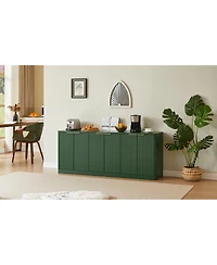 Streamdale Furniture Streamdale 67-inch Modern Wavy Sideboard, 6-Door Storage Cabinet in Green