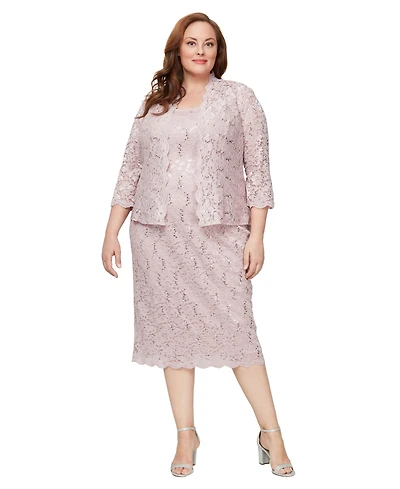 Sl Fashions Plus 2-Pc. Lace Jacket & Sheath Dress Set
