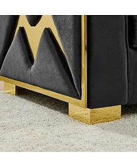 Streamdale Furniture Streamdale Luxurious Velvet Sofa with Geometric Gold Hardware & Metal Feet