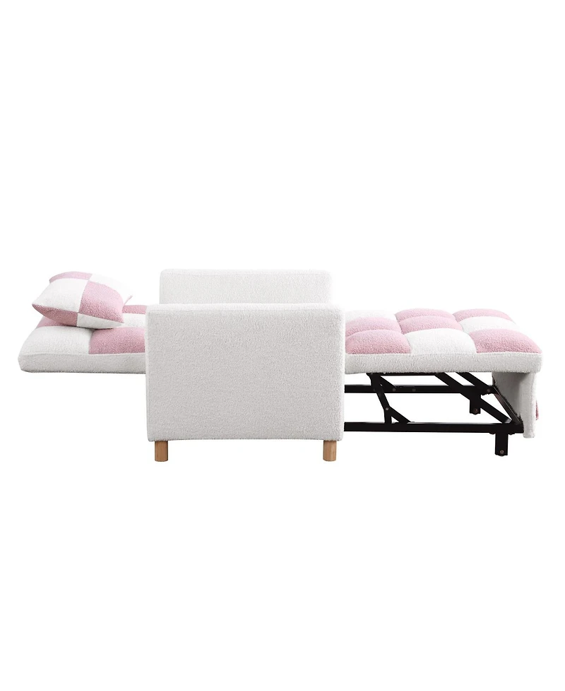 Streamdale Furniture Convertible Sleeper Sofa Chair Bed with Pillow, Soft Teddy Fabric