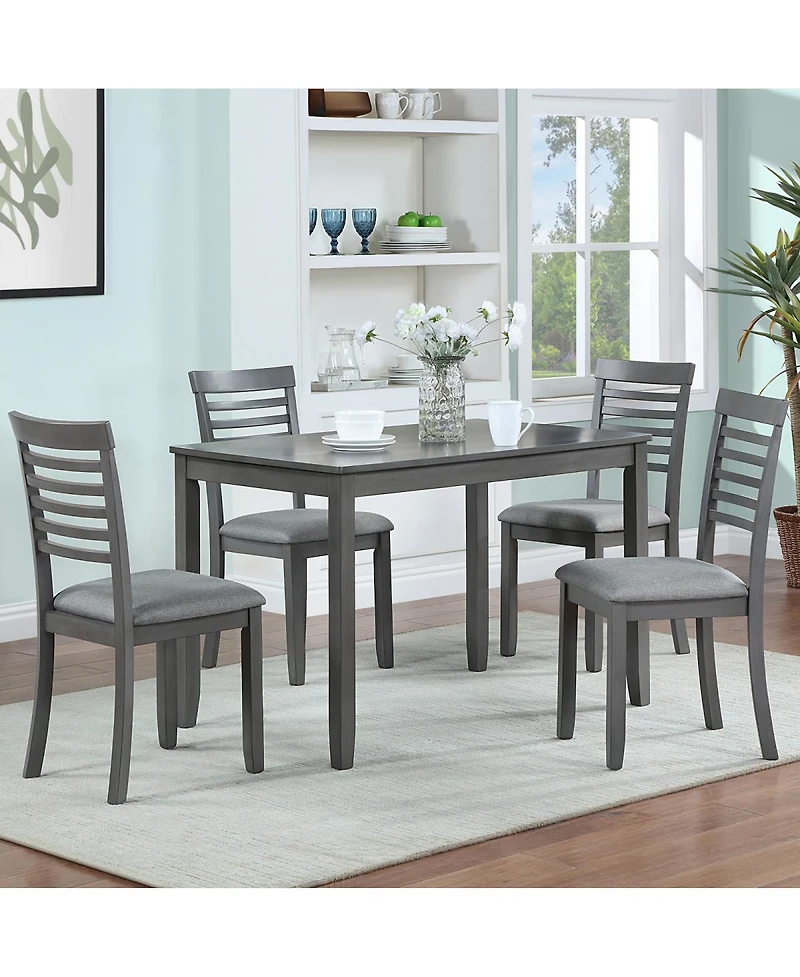Streamdale Wooden Dining Chairs Set of 4 with Padded Seat, Gray