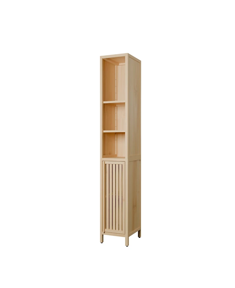 Streamdale Furniture Natural bamboo large capacity thin and tall cabinet