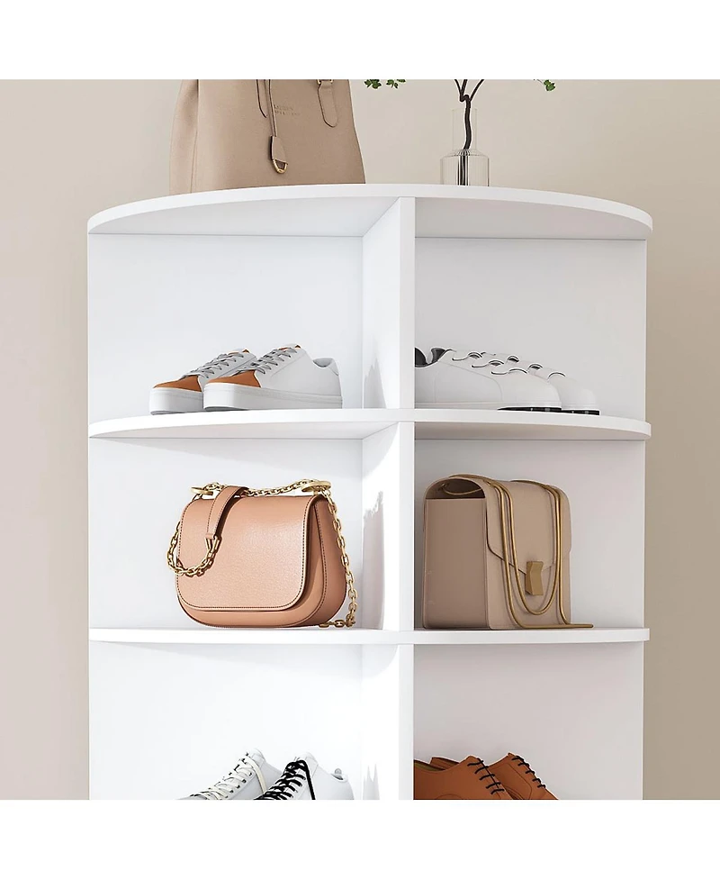 Streamdale Furniture Rotating Shoe Rack Tower, 7-Tier Spinning Storage Organizer (White