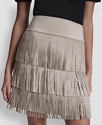 Dkny Women's Studded Fringe Mini Skirt