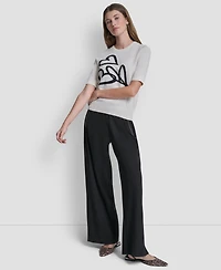 Dkny Women's Short-Sleeve Graffiti Hearts Sweater Top