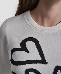 Dkny Women's Short-Sleeve Graffiti Hearts Sweater Top