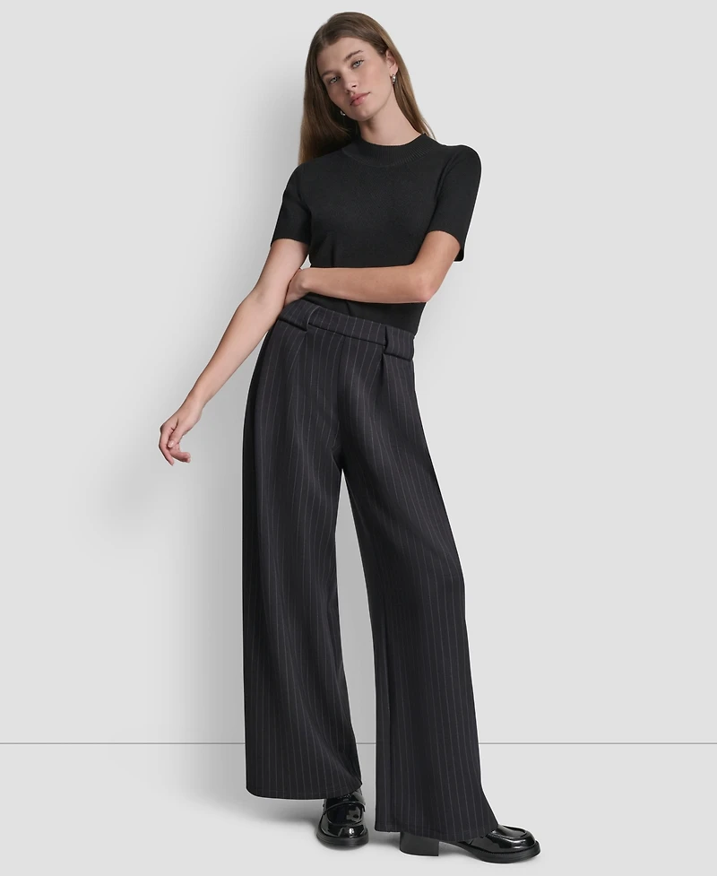 Dkny Women's Straight-Leg Pleated Pinstripe Pants