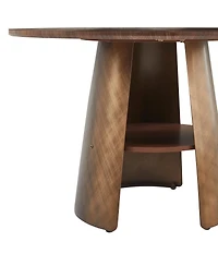 Streamdale Furniture Streamdale 47.25" Round Dining Table, Retro Style, Seats 4-6, Walnut Wood/Bronze
