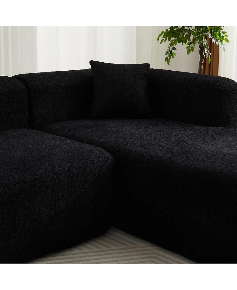 Streamdale Furniture Streamdale Luxury Modern Curved Sectional Sofa, Chenille Fabric, Right Chaise Black