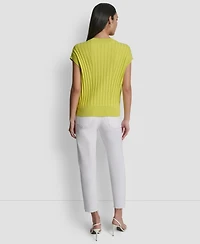 Dkny Women's Ribbed Short-Sleeve Sweater