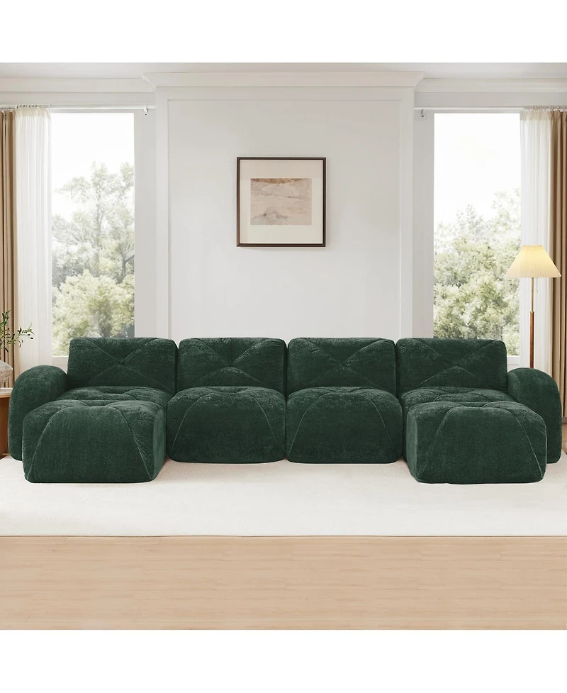 Streamdale Furniture U-shaped Boneless Sofa, Tufted, 32D High Density Sponge, Anti-Slip