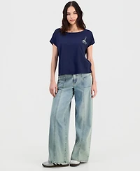 Self Esteem Juniors' Cape Cod Graphic Cotton Boat Neck T-Shirt