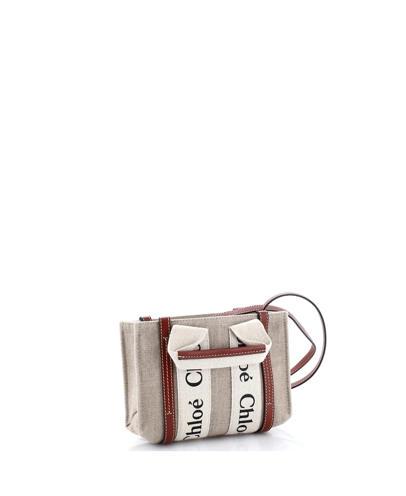 Pre-Owned Chloe Mini Woody Convertible Tote Canvas with Leather
