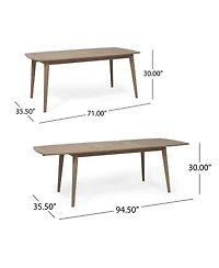 Mondawe 71-in to 94.5-in Expandable Outdoor Patio Dining Table