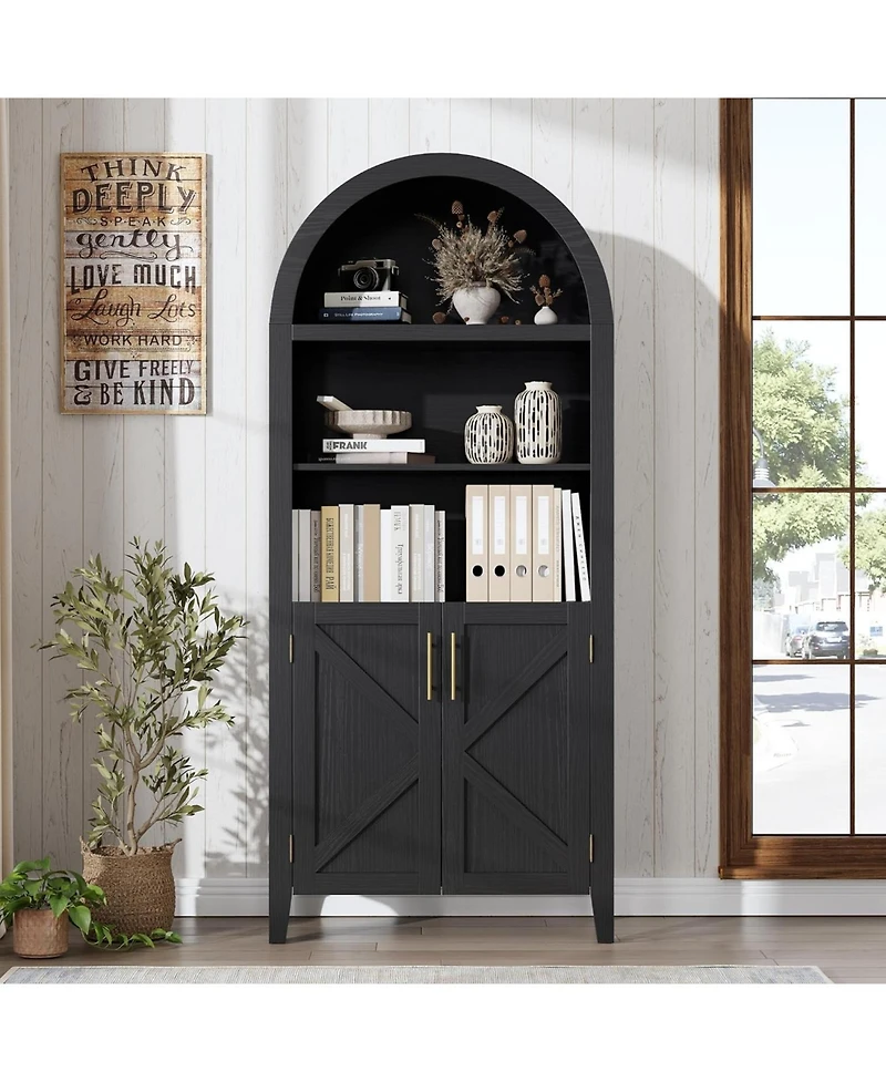 gaomon 5-Tier Open Display Shelf with Nice Texture, Farmhouse Storage Cabinet for Kitchen