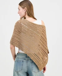 Ultra Flirt Juniors' Asymmetric Lurex Pointelle Poncho