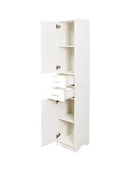 Streamdale Furniture White 70.87" H Tall Bathroom Storage Cabinet with 2 Doors & 2 Drawers