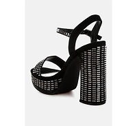 Starlet Rhinestones Embellished Ankle Strap Heels