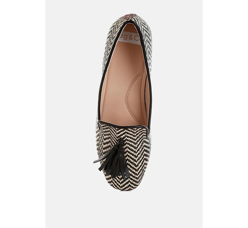 Dara Raffia Tassels Detail Loafers
