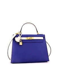 Pre-Owned HERMES Kelly 28 Handbag Bicolor Epsom with Gold Hardware