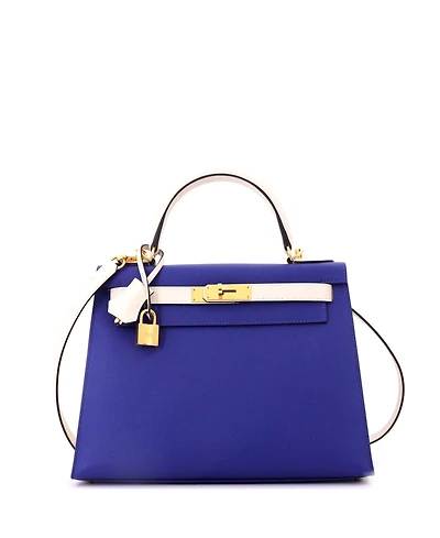 Pre-Owned HERMES Kelly 28 Handbag Bicolor Epsom with Gold Hardware