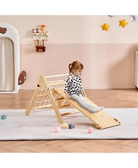 Mecale Pikler Triangle Set, 4-in-1 Montessori Climbing Gym w/ Triangle & Ramp, Large Wooden Set, Ages 1-3