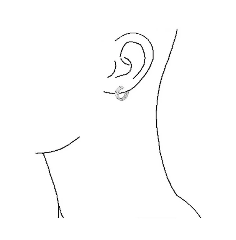 Bling Jewelry Cz Bezel Set Cubic Zirconia Wide Huggie Hoop Earrings .925 Sterling Silver