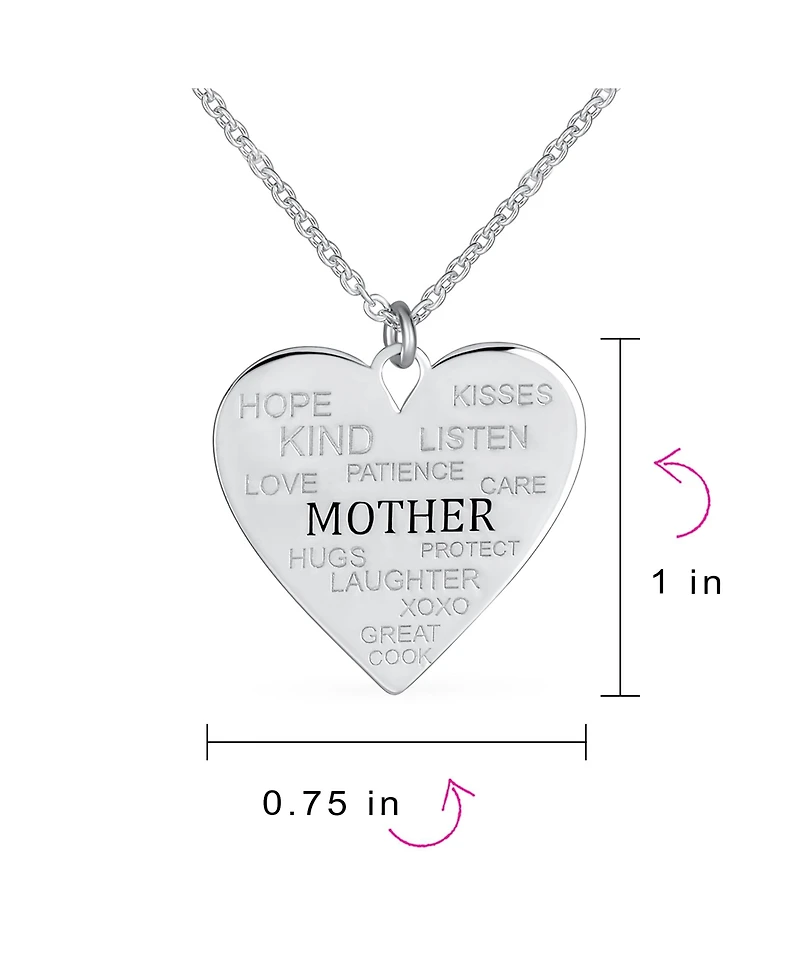 Bling Jewelry Inspirational Words Describe Your Mother Heart Pendant Necklace Sterling Silver