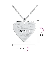 Bling Jewelry Inspirational Words Describe Your Mother Heart Pendant Necklace Sterling Silver
