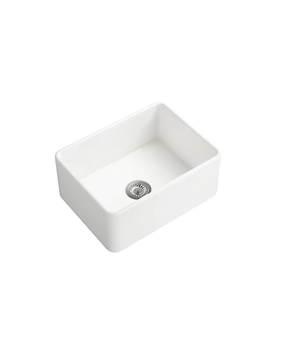 flynama White Farmhouse Sink Deep Apron Sink Undermount Ceramic Single Bowl Kitchen Sink