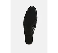 Roboma Metallic Woven Diamante Mules