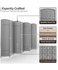 Sorbus Extra Wide Double Hinged 8 Panels Partition Room Dividers - Mesh Hand-Woven Design