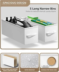 Sorbus Narrow Dresser with 5 Drawers - Steel Frame, Wood Top & Easy Pull Fabric Bins
