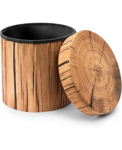 Sorbus 15 Inch Faux Tree Stumps Log Foldable Storage Ottoman - Perfect Footstool, Toy Box Storage, Chest Hassock and more