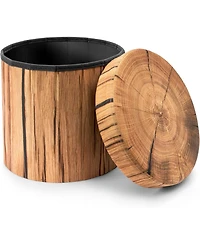 Sorbus 15 Inch Faux Tree Stumps Log Foldable Storage Ottoman - Perfect Footstool, Toy Box Storage, Chest Hassock and more