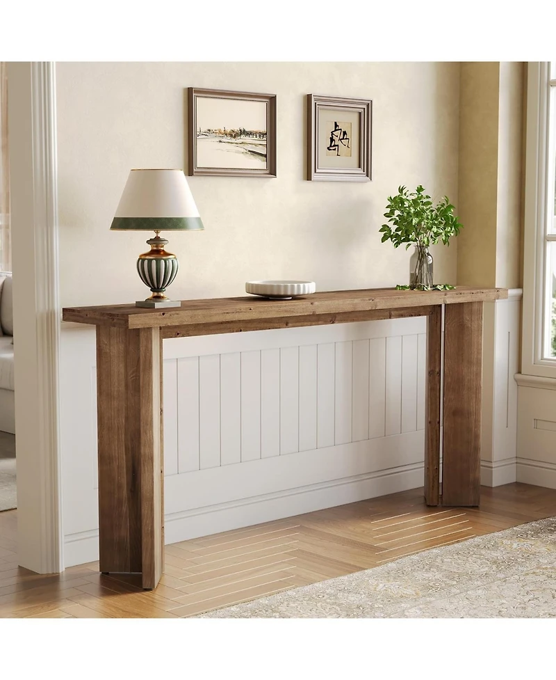 Tribesigns Solid Wood Console Table, 70.9-Inch Narrow Long Sofa Table, Farmhouse Entryway Table