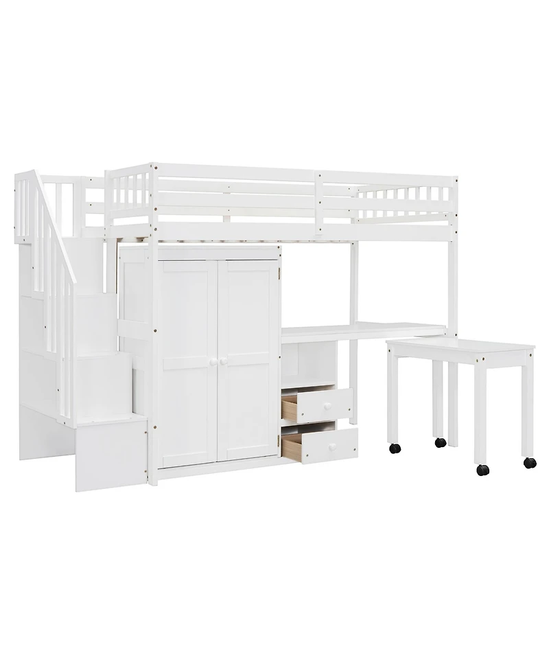 Streamdale Furniture Kids & Teens Loft Bed with Stairs, Storage, and Desk