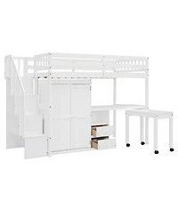 Streamdale Furniture Kids & Teens Loft Bed with Stairs, Storage, and Desk