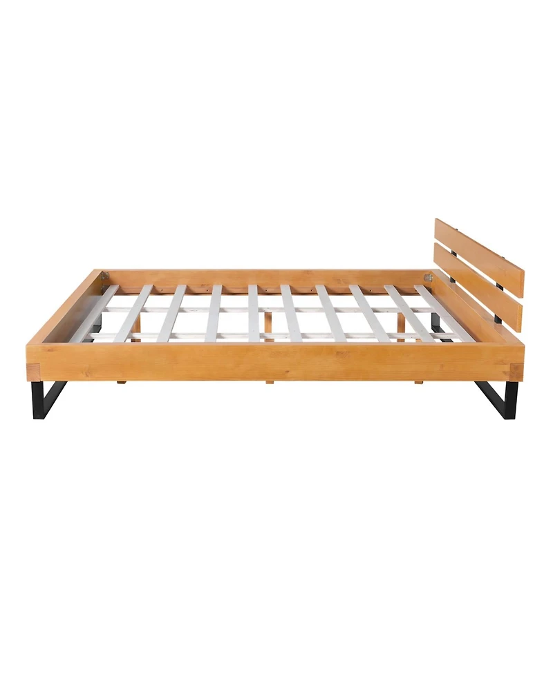 Streamdale Furniture Pine Wood & Iron Bed Frame - Modern Industrial
