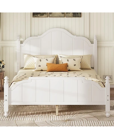 Streamdale Furniture Bed Frame with Headboard, Vintage Wooden Platform