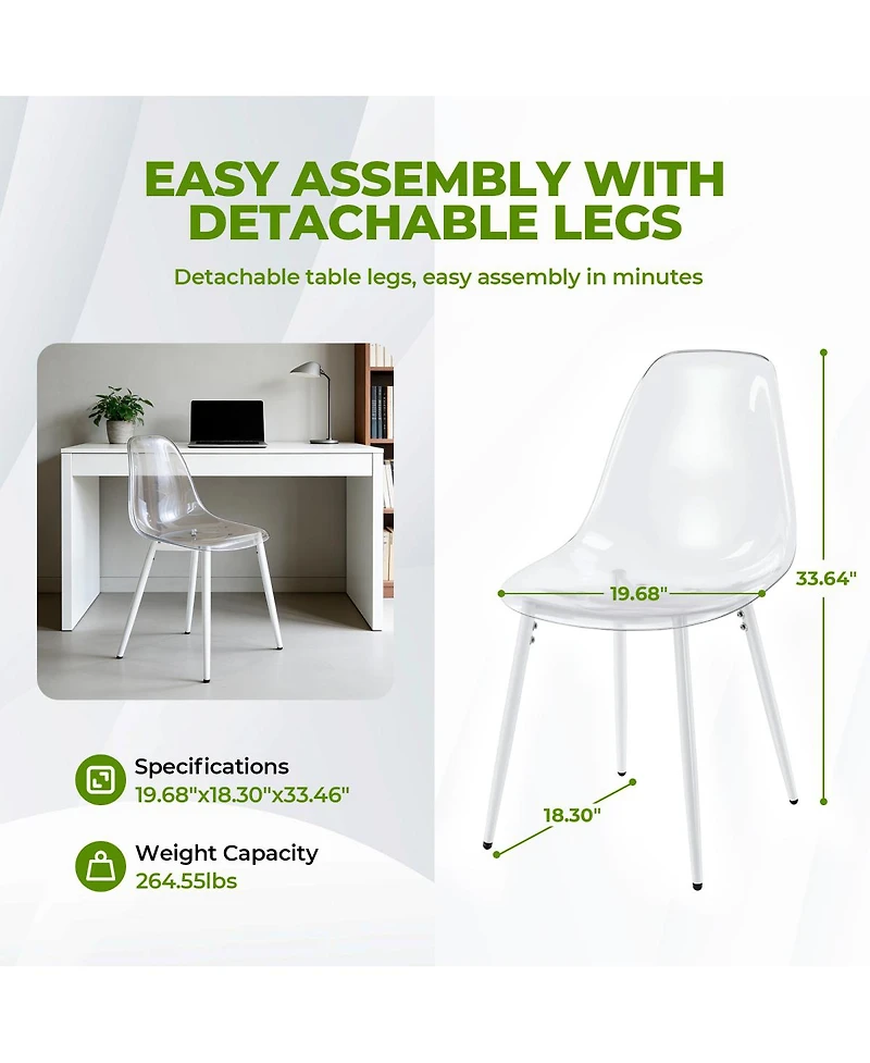 Streamdale Furniture Streamdale dining chair, set of 4,metal leg, plastic seat