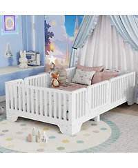 Streamdale Furniture Twin Montessori Floor Bed with Fence and Door